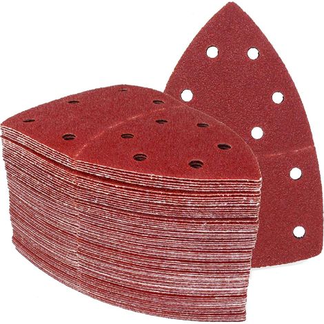 Triangles de Ponçage │ 25 pièces │ 11 trous │ 105 x 152 mm │ grain 180 │ pour ponceuses multiples │ Feuilles Abrasives │ Papier Abrasif (1/5)