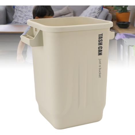 [Küchenabfalleimer] [PE] [Großes Fassungsvermögen] Leichter, kompakter Abfalleimer mit breitem Deckel und Griffen für Büro, Bad oder beengte Platzverhältnisse, weiß, modernes Design (1/5)