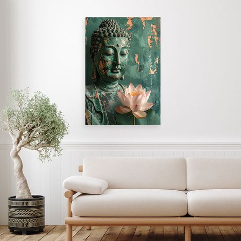 Wandbild Lotusblume Buddha Zen Spa grün 60x90 (1/4)