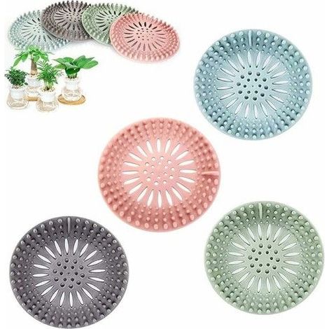 Lot de 4 filtres à cheveux en silicone, protecteurs de bonde pour trous d'évacuation, utilisables dans la salle de bain (1/5)