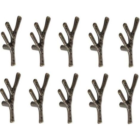 10x Poignée Meuble en Forme de Branche Poignées Armoires en Alliage de Zinc avec Vis Bronze - Trou Unique (1/5)