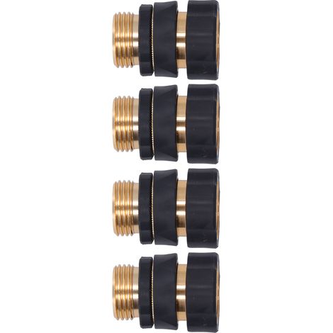4 Sets 3/4-Zoll-Schlauchverbinder-Unterlegscheiben-Adapter-Set Schnellkupplungen aus Messing und Gummi für Gartenschläuche (1/5)