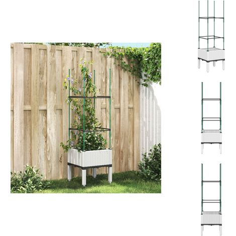 Jardinière avec treillis blanc 40x40x142,5 cm PP - Jardinierè Avec Trellis - Pot Plante Grimpante - Jardinière Extérieure - Pot De Fleurs Extérieur - Décoration Jardin (1/5)