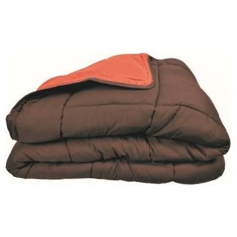 Couette chaude Microfibre 400 gr/m2 CALGARY Chocolat + Corail 220x240cm