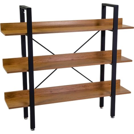 Libreria 3 ripiani 120x28xh108 cm in Metallo e Legno Achille Naturale (1/4)