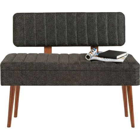 Dmora - Panca Salento, Panchina multiuso, Seduta per ospiti, Cassapanca multifunzione, 90x39h40 cm, Noce e Antracite