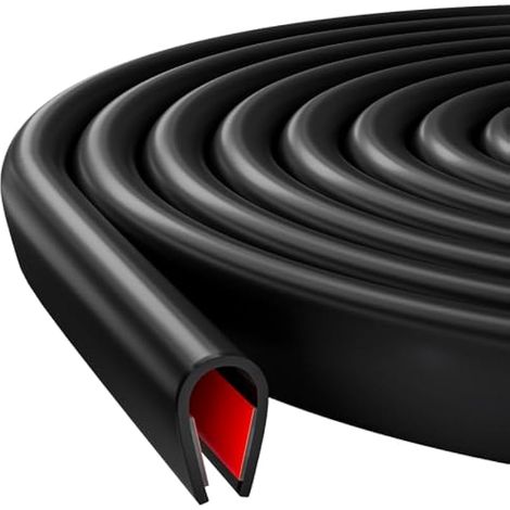 Bordure en caoutchouc, 6 mm x 4 m, bande adhésive flexible, protection en U pour tôle, porte, vitre (noir)