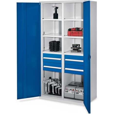 Kappes Schwerlastschränke mit Mitteltrennwand 1950x1000x600mm Vollblechtüren Modell 52 enzianblau