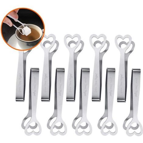 10 Pcs Pince Bonbon, Pince a Sucre Glace, Inoxydable Pince, pour Glace, Sucre, Biscuit, Bar, Buffet, Grill (1/4)