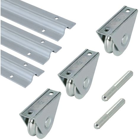 Metalideal  Kit Portail Coulissant – Rails 9 mètres (3 x 3 m) + Accessoires – Gorge V Ou Triangulaire – Grand Kit