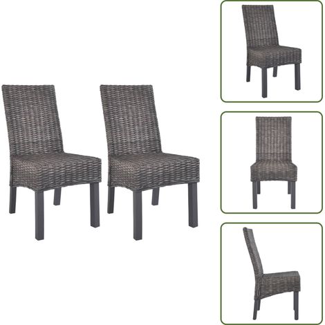 Sedie da pranzo in rattan kubu - vidaXL Sedie da Pranzo 2 pz Marroni in Rattan Kubu e Legno di Mogano - Sedie da pranzo in mogano