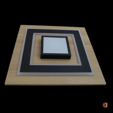 [GEBRAUCHT] B-Ware JUST LIGHT LED Deckenlampe Leuchte Tola Holz hell schwarz 3000K 40x40cm 26W (1/2)