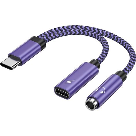 Adaptateur USB C vers Jack pour Samsung,2 en 1 Adaptateur Type C vers 3,5mm (1/5)