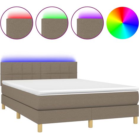 Maison Exclusive - Boxspringbett mit Matratze & LED Taupe 140x200 (1/5)