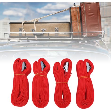 [Sangle Voyage] Sangles Polyester Premium 4PCS 2.5cm x 5m avec Fermeture Rapide Rouge pour Bagages Camping Stockage Multifonction (1/5)