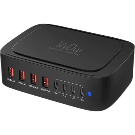 Chargeur Multi-USB 140W À 8 Ports QC3.0 PPS USB C, Station De Charge Rapide for Ordinateur Portable Et Téléphone Sécurité Rapide (1/5)