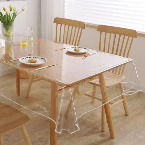 Soavoa Nappe Transparente PVC Rectangulaire 140x220cm Imperméable Résistante à l Huile pour Table et Meubles 1 Pièce (1/5)