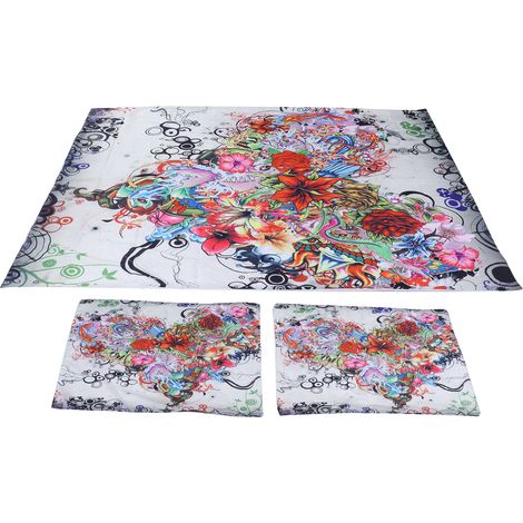 Ensemble housse de couette et taie d'oreiller en fibre de polyester, motif floral luxueux, kit de literie pour chambre à coucher, 135 x 200 cm / 53,1 x 78,7 pouces