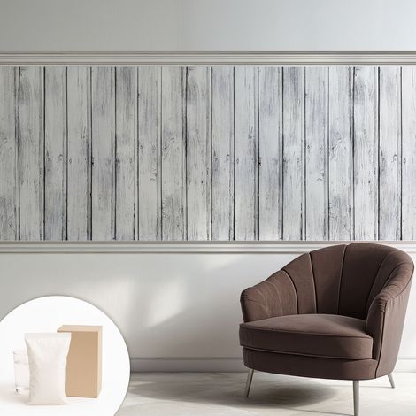 Papier peint intissé mural installation rapide du papier peint durable et résistante - Colle incluse gratuite Planches de bois 250x104 cm (1/5)