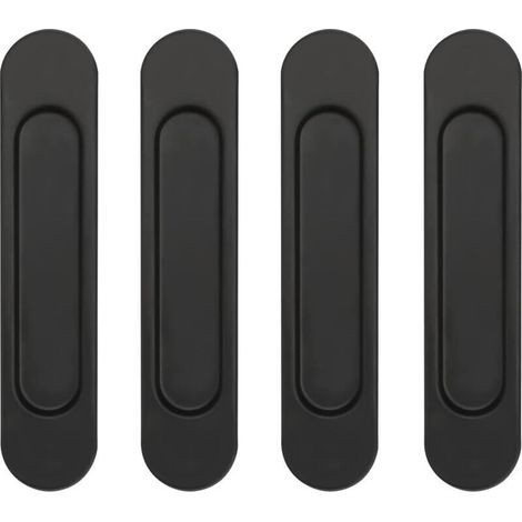 Set di 4 maniglie ovali autoadesive per porte scorrevoli in lega di alluminio nera, non necessitano di foratura, per porte scorrevoli, finestre di armadi