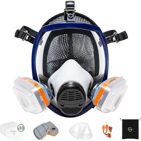 FENOPLASTICAMasque de Protection Respiratoire Intégral avec Filtres A1P2 Masque à gaz Anti-poussière pour Peinture, Pulvérisation, Ponçage, Travail du bois, Produits chimiques, Bricolage (1/5)