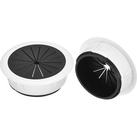 2 Pièces Cache-Trou de Câble Passe Cable Bureau, 60mm (2-3/8 Pouces) Cache-Trou de Câble en ABS pour Bureau, Organiseur de Câbles pour Ordinateur de Bureau, Blanc (1/5)
