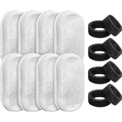 Filtre de remplacement pour fontaine à eau pour animaux - 8 filtres en coton + 8 filtres en mousse pour une eau propre (1/5)