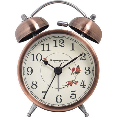 FENOPLASTICAReveil Cloche Classique, Reveil Matin Vintage Retro Silencieux, Réveil Analogique avec Lumineux Nombre pour Enfant, Adulte, Cuivre (1/5)