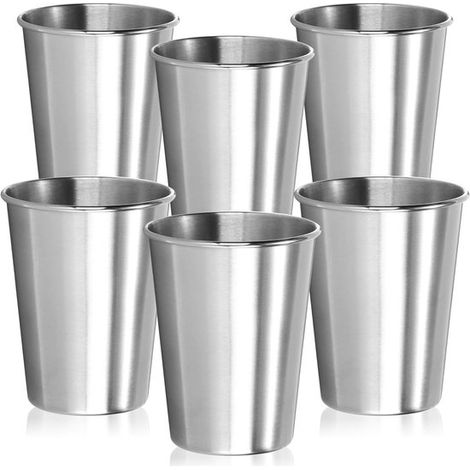 Set di 6 bicchieri in acciaio inox da 260 ml realizzati in acciaio 304 – bicchieri leggeri e resistenti per campeggio, viaggi o casa – infrangibili, senza BPA e riutilizzabili (260 ml - 6 pezzi) (1/5)