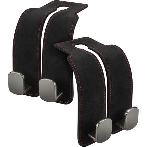 Bardusch -Lot De 2 Supports Sac Pour Auto Noir Double Crochet Adapté Aux Appuis Têtes De Siège Automobile Crochets D Appui Tête Polyvalents (1/5)