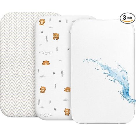 Drap Housse Cododo Matelas Impermeable avec Elastique Taille 50x83 cm Berceaux Lit Matelas Cododo Bebe Fille Garçon Motif Nounours (1/5)