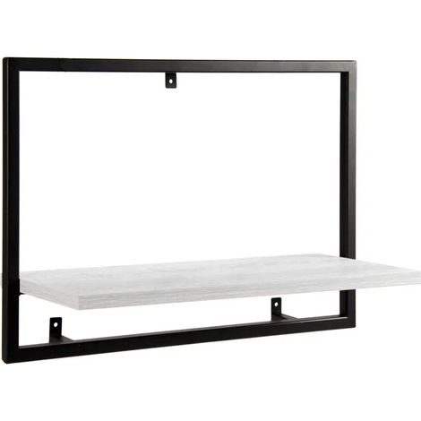Mensola da parete metallo e legno bianco 50x20x35 cm