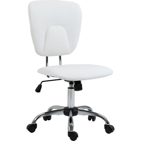 Silla de oficina giratoria con altura e inclinación regulables, ideal para la oficina o el estudio, 50 x 54 x 87,5-96,5 cm, blanca. (1/5)