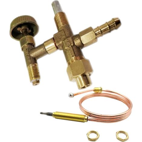 METER STAR Vannes pour grille de chauffage au gaz propane, soupape de contrôle de poussée sécurité flamme, thermocouple 0,6 m, écrou M8x1, or brun