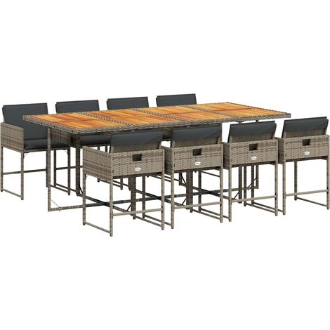Maison Exclusive - Set comedor jardín 9 pzas y cojines ratán sint (1/5)