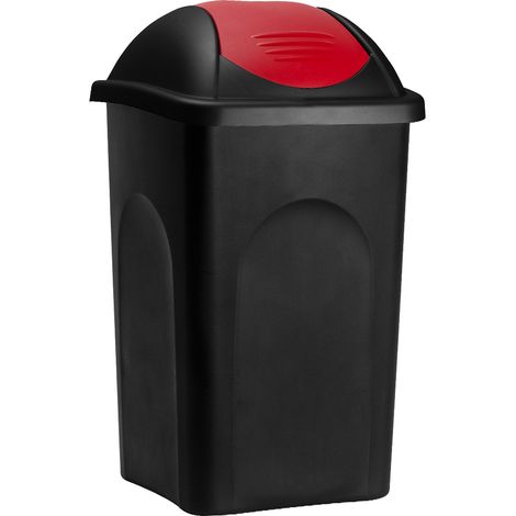 Pattumiera con coperchio scorrevole nero-rosso plastica 60l