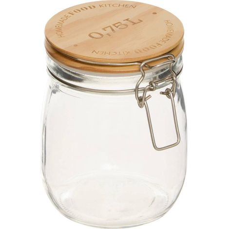 Vaso in vetro con coperchio in pino wording 0,75l - 5five