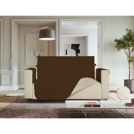 Copridivano Bicolore Antimacchia Trapuntato impermeabile Marrone Crema - 1 posto (1/4)