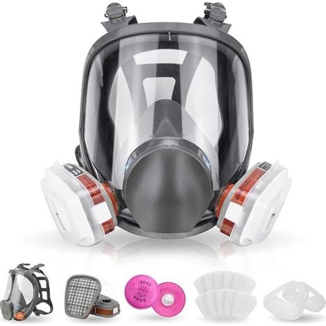 Masque respiratoire réutilisable à gaz intégral pour peinture, soudage, ponçage, anti-poussière et anti-vapeur (1/4)
