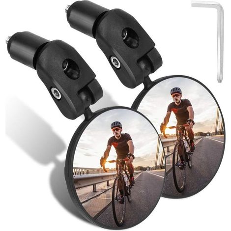 Bike Mirrors, Convex Handlebar Mirror, 360° Adjustable High Definition Bicycle Rearview Mirror for Mountain Bikes and Motorcycles (2 Pack) (1/5)