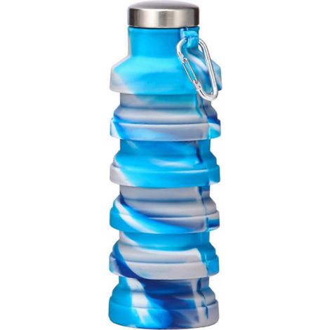 Faltbare Silikon-Wasserflasche, tragbar, auslaufsicher, wiederverwendbar, ideal für Reisen, Camping und Wandern.