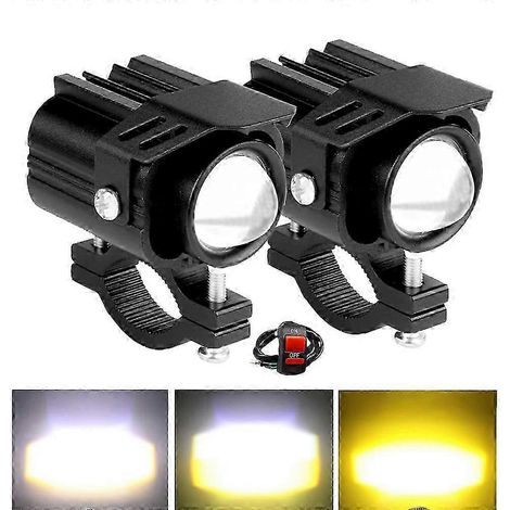 Barra de luces intermitentes para faros delanteros y antiniebla de motocicleta, 12V 24V 80V 30W, lente de proyector, foco LED amarillo y blanco, para coche/moto, edición 0620.