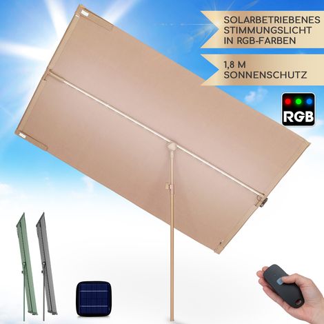 Blumfeldt Sonnenschirm für Balkon Rechteckig, Sonnenschirm mit LED Beleuchtung, Wasserdicht & UV-Schutz, Balkon Sonnenschirm für Terrasse & Garten, Höhenverstellbarer Balkon Schirm Sonnenschutz