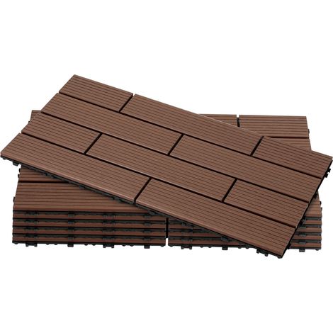 TolleTour Piastrelle da esterno WPC 30x60 cm 18 pezzi 3 m², marrone rossastro, a incastro (1/5)