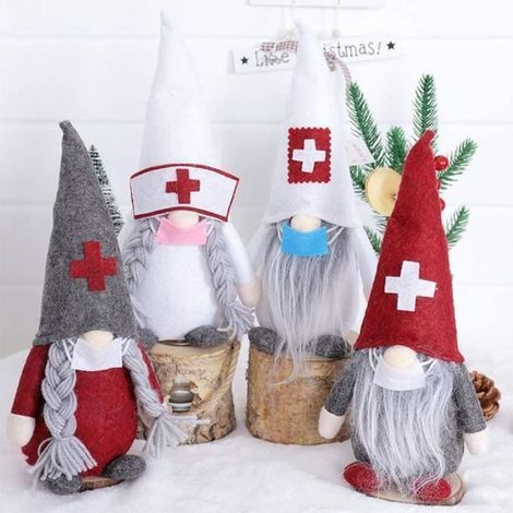 Christmas Figurine - Santa Tomte - 4-Piece Set - Chiffon - 27x13 cm - Kids' Room Decor (1/4)