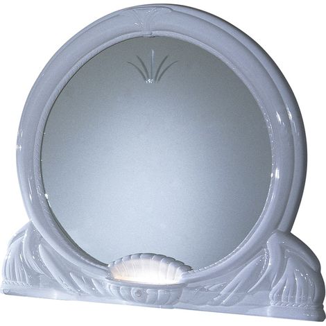 Miroir rond bois brillant blanc Venize 111cm (1/3)