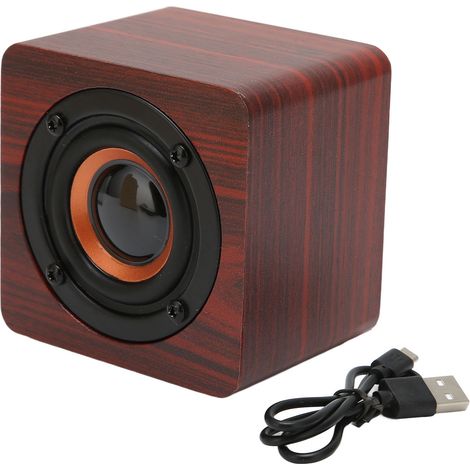 Enceinte Bluetooth Rétro Multifonction pour Intérieur, Voyage et Plein Air - Design Grain Bois de Redwood (1/5)