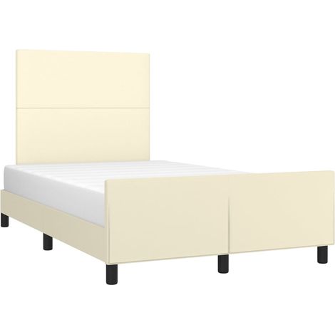 Cadre de lit avec tête de lit Crème 120x200 cm Similicuir vidaXL (1/5)