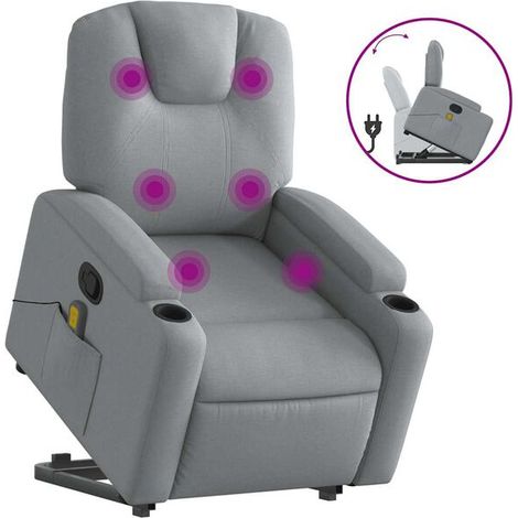 Chaise longue en tissu gris clair avec fonction de massage intégrée – Relaxation complète, dossier réglable et repose-pieds escamotable (1/5)
