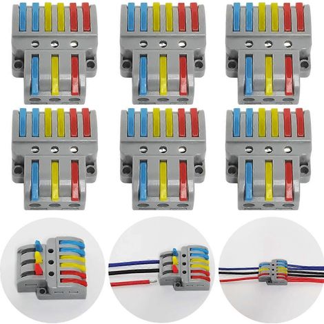 Connecteur électrique, bornier électrique CTRICALVER 6 pièces, avec levier de commande (3 entrées 6 sorties) (1/4)